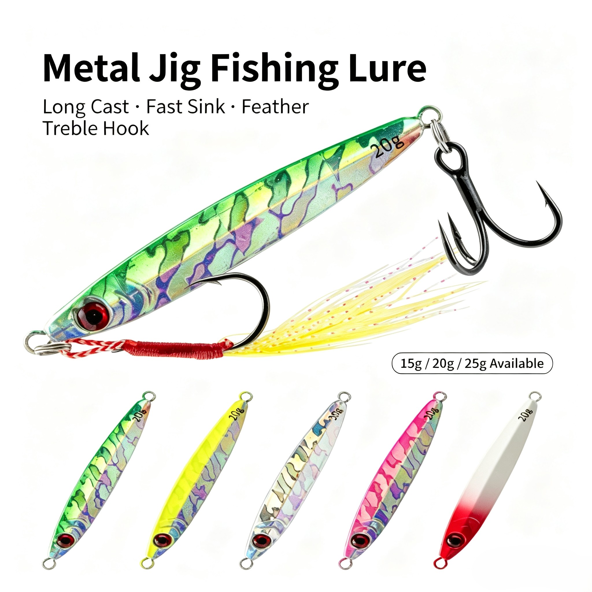 Fishing Hook Treble - Conjunto de 3 Iscas Metálicas Assimétricas